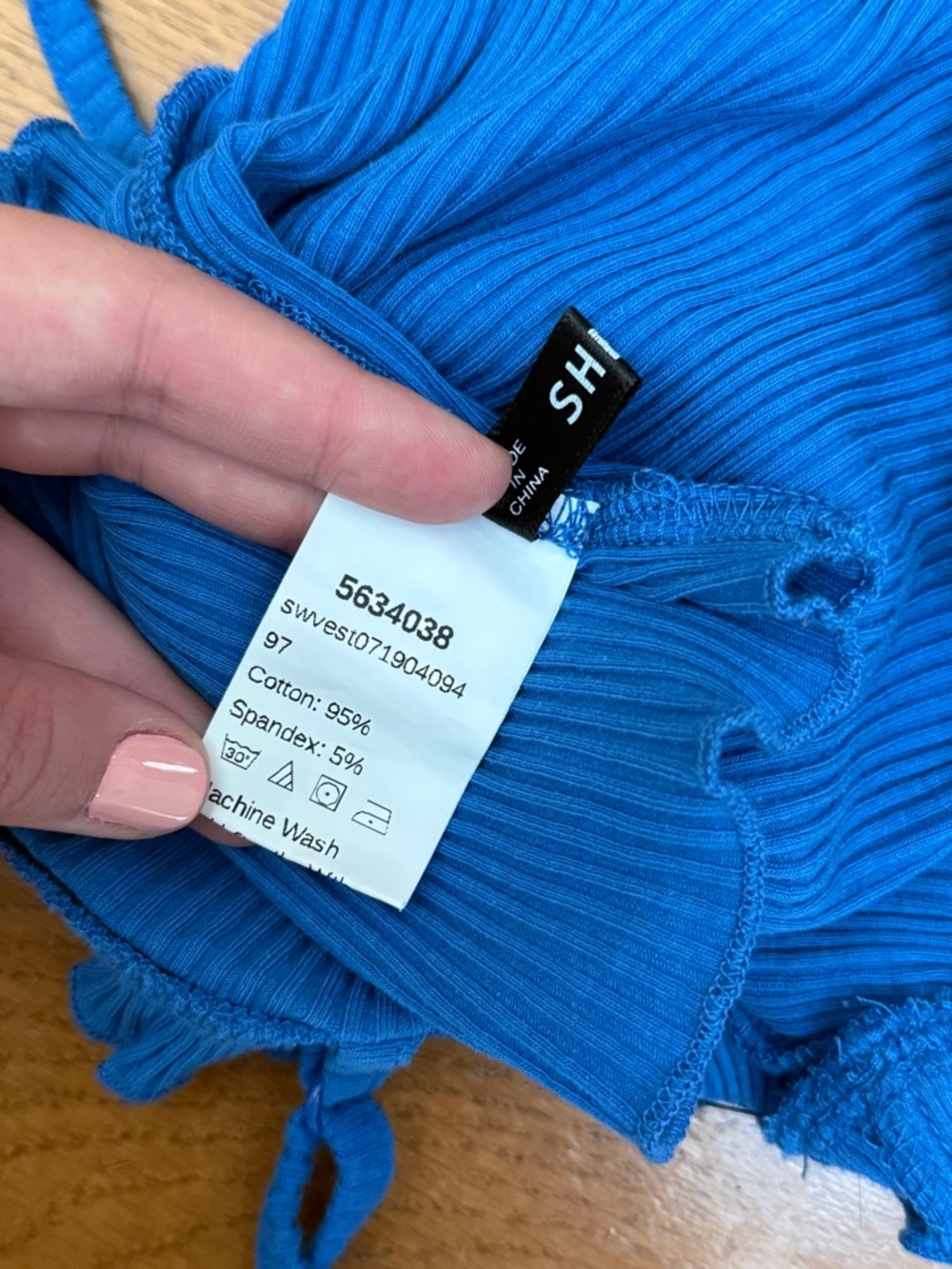 SHEIN Royal Blue Ribbed Ruffle Cami - Picture 3 of 3